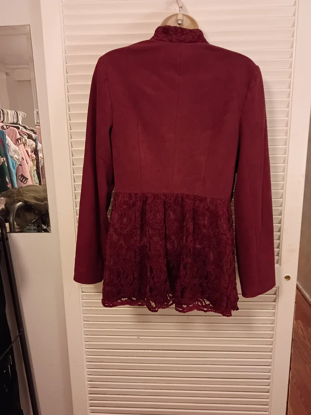 Chico's Wine Lace-Front Open Blazer